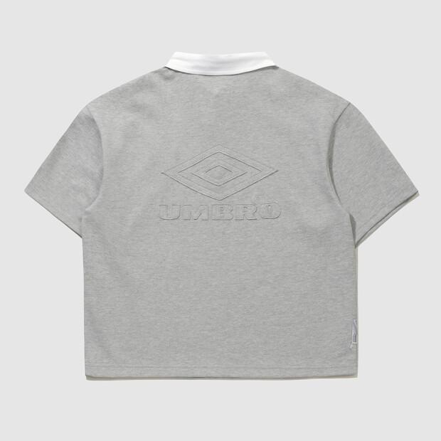 UMBRO Crispy Taslan Pique Collared Short Sleeve T-Shirt Gray (Uq223Cts59)
