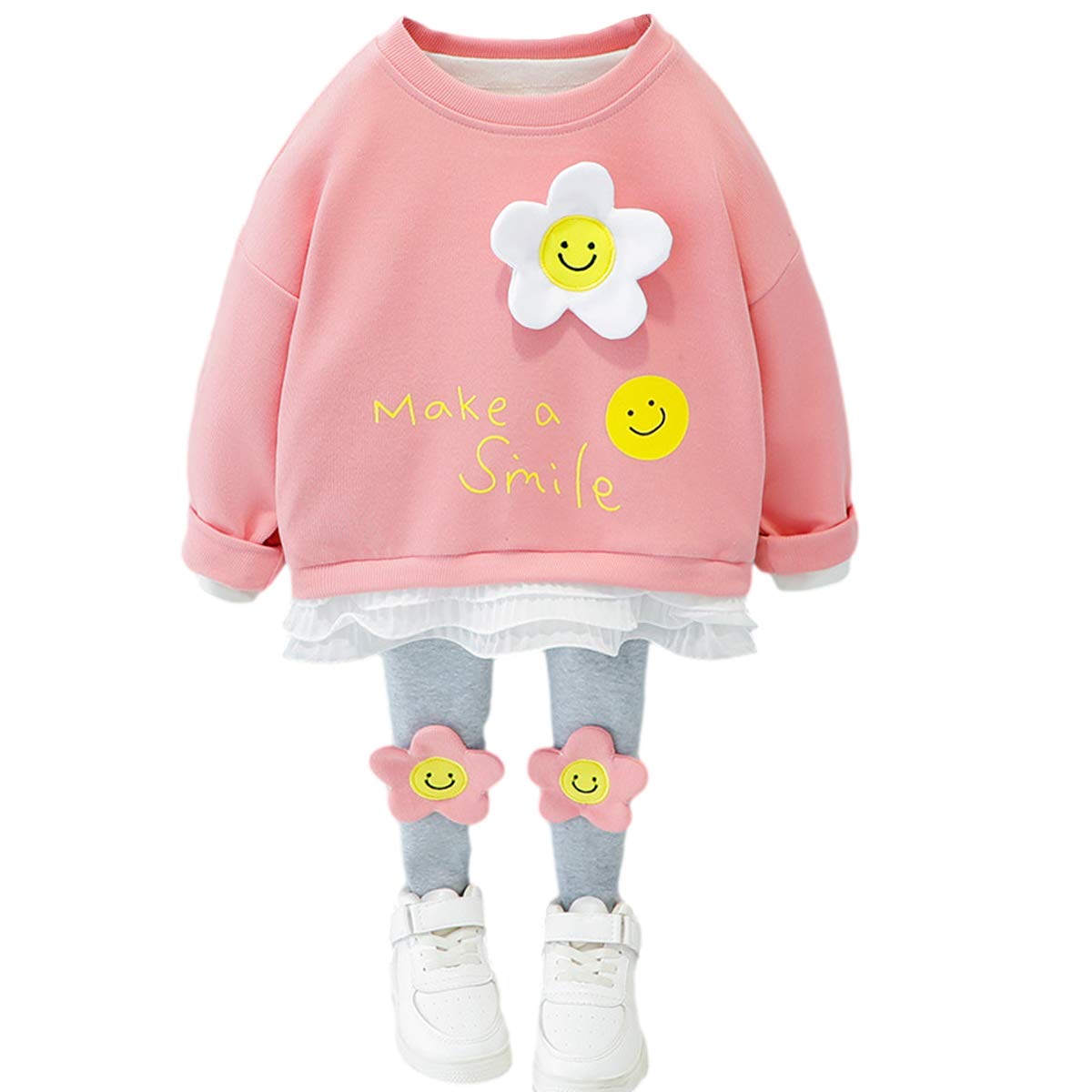 

Baby Smiling Floral Bright Sizes Long Kindergarten Outfit Size YY-Natuhi Girls Set, Hoodie, Leggings, Sweatshirt, Tracksuit, Face, Print, Kids