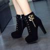 Rimocy  New Autumn Ankle Boots For Women Platform High Heels Shoes Woman Buckle Short Booties Casual Faux Suede Footwear