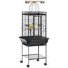 156cm Bird Cage,Large Parrot Cage with Open Play Top, Perch, Seed Guard, Wheels, Storage Shelf, Dark Grey