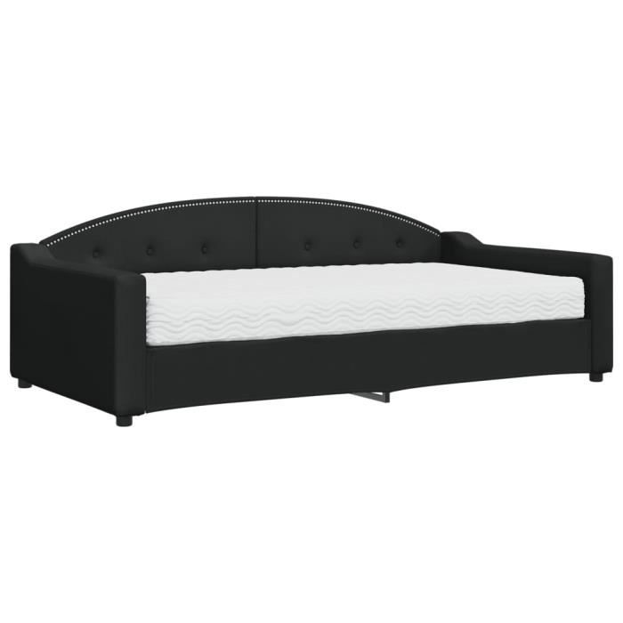 VidaXL Lit de jour avec matelas noir 100x200 cm tissu 3197519