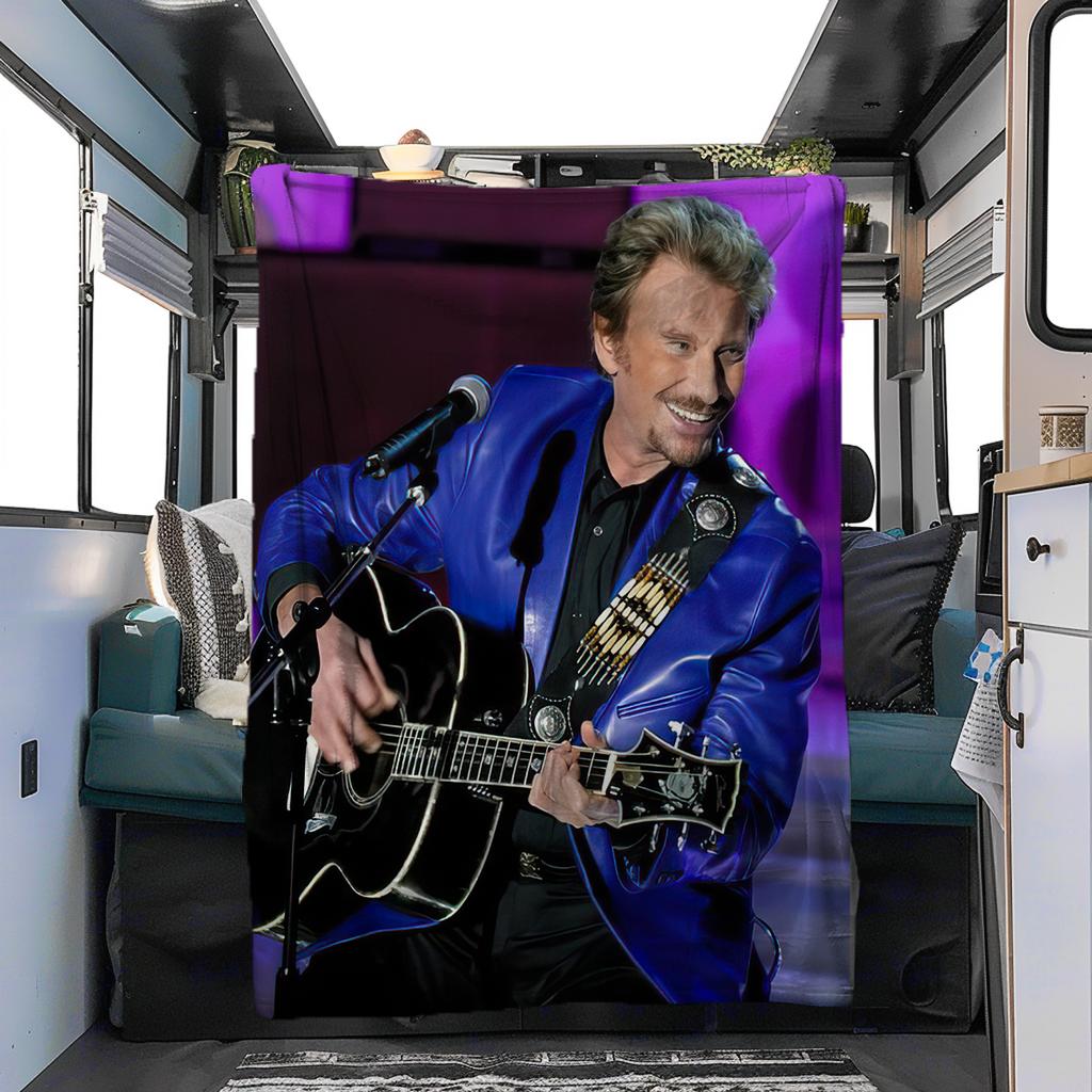 1pc Johnny Hallyday guitar performance blanket, al season lightweigh Poster blanket home office outdoor nap multifunc Poster blanketional blanket