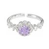 Niche Colored Treasure, Sweet And Cool Purple Diamond, Daisy Flower, Butterfly Opening Ring, Female Light Luxury And Cold Wind Stacking, Wearing Wind