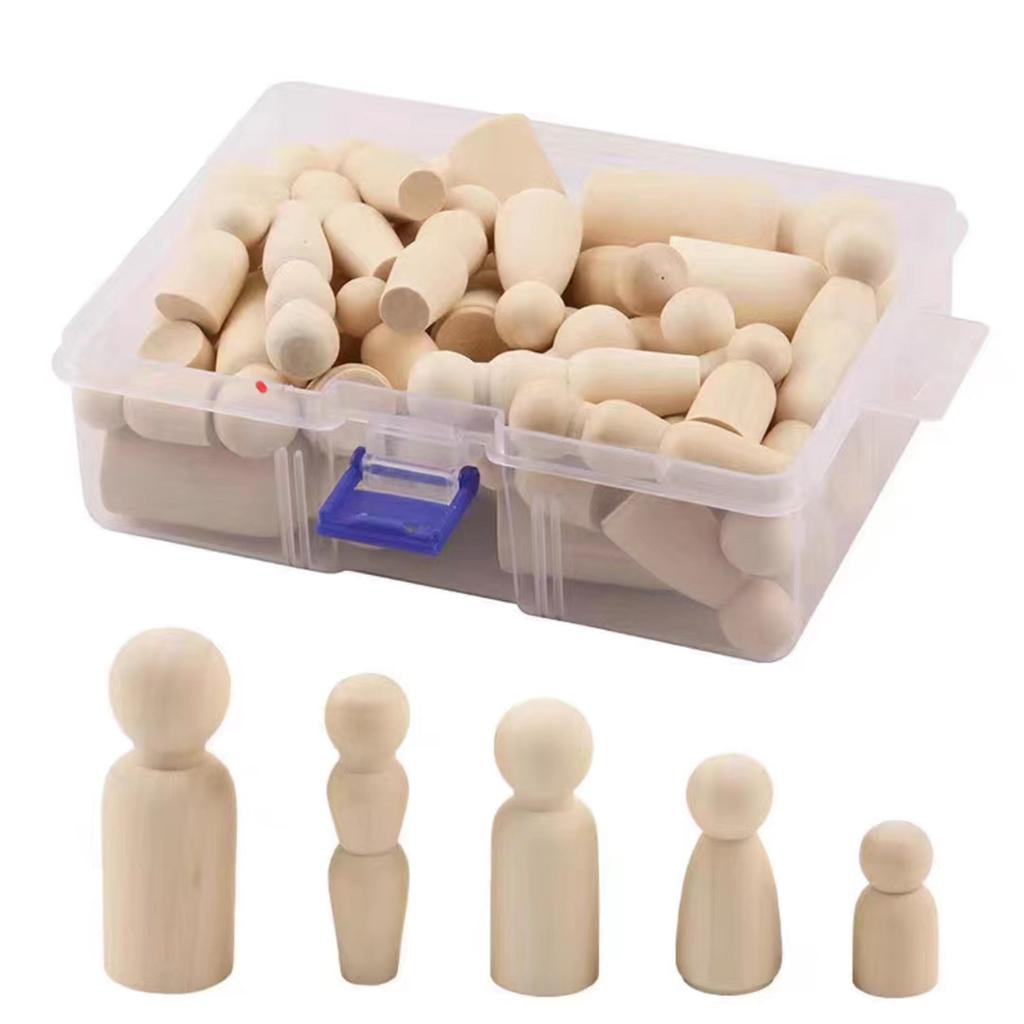 DIY children's painted wooden dolls boys 55 Pieces and girls graffiti small wooden man boxed mixed section