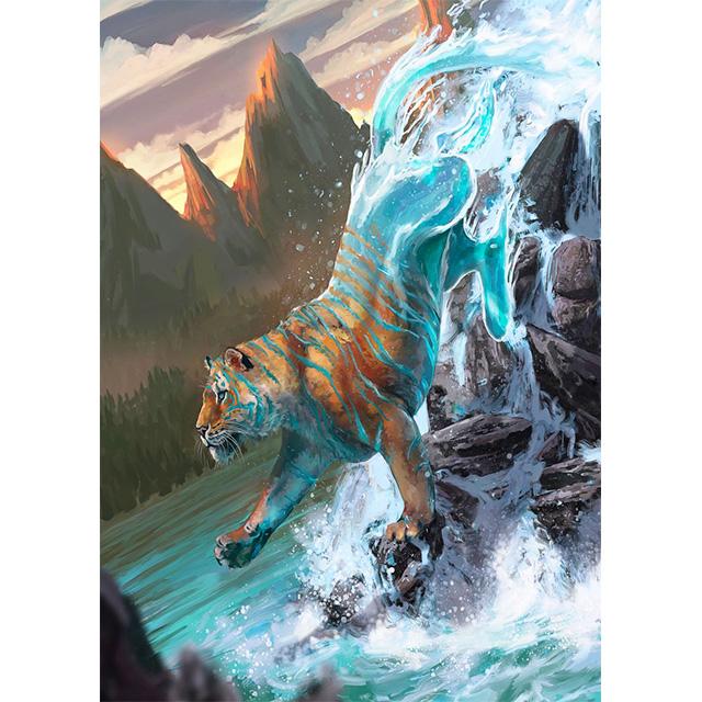 Fantasy Animals Water Fire Elemental Fusion Prints Poster Canvas Painting Modern Wall Art Picture Living Room Bedroom Home Decor