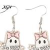 Gift for Girls Women 1 Pair Acrylic Ghost Earrings Women, Halloween Cute Dangle Drop Sweet Cool Holiday Accessories with Pumpkin Bucket And