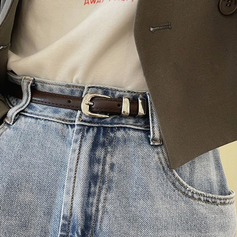 Womens Fashionable Slim Belt In Multiple Colors With Stylish Metal Ring Detail