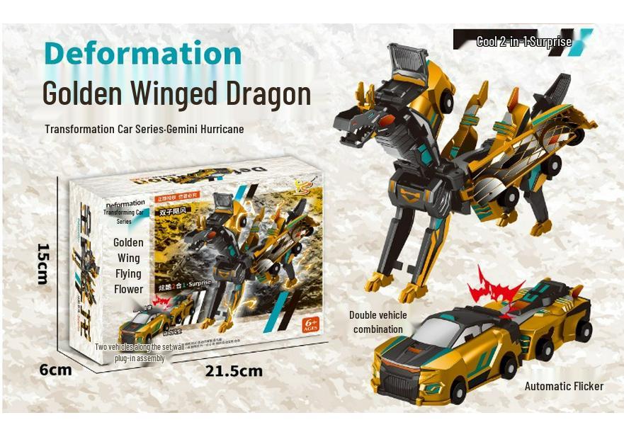 Mars Deer Two-in-One Magnetic Deformation Toy: Silver Wing Dragon & Flying Pegasus