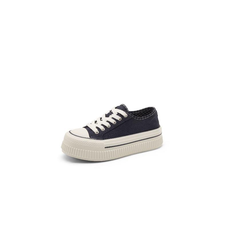  platform canvas shoes spring and summer new women's versatile sports little white shoes thin breathable casual round head board shoes