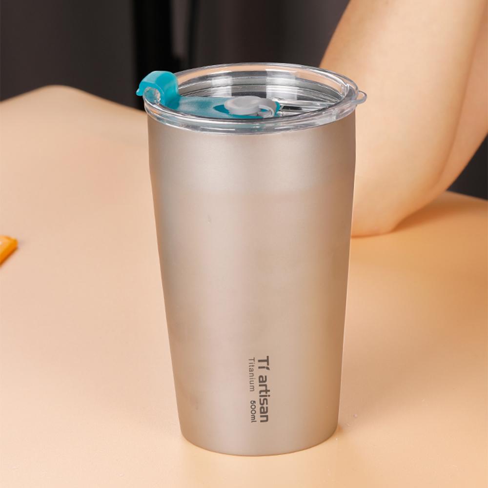 Outdoor Titanium Teacup Double Wall Camping Beer Cup 500ml Water Cup with Lip