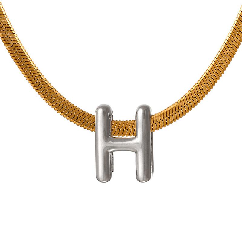 Titanium Steel Snake Bone Chain 26-Letter A-Z Initial Pendant Necklace Alphabet Choker Jewelry Holiday Gift For Women