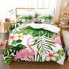 Flamingo Bettbezug Tropische Palmenblätter Bettwäschebezug Polyester 3D Blumiges Bettwäsche-Set Twin King Für Mädchen Jungen Zimmerdekor
