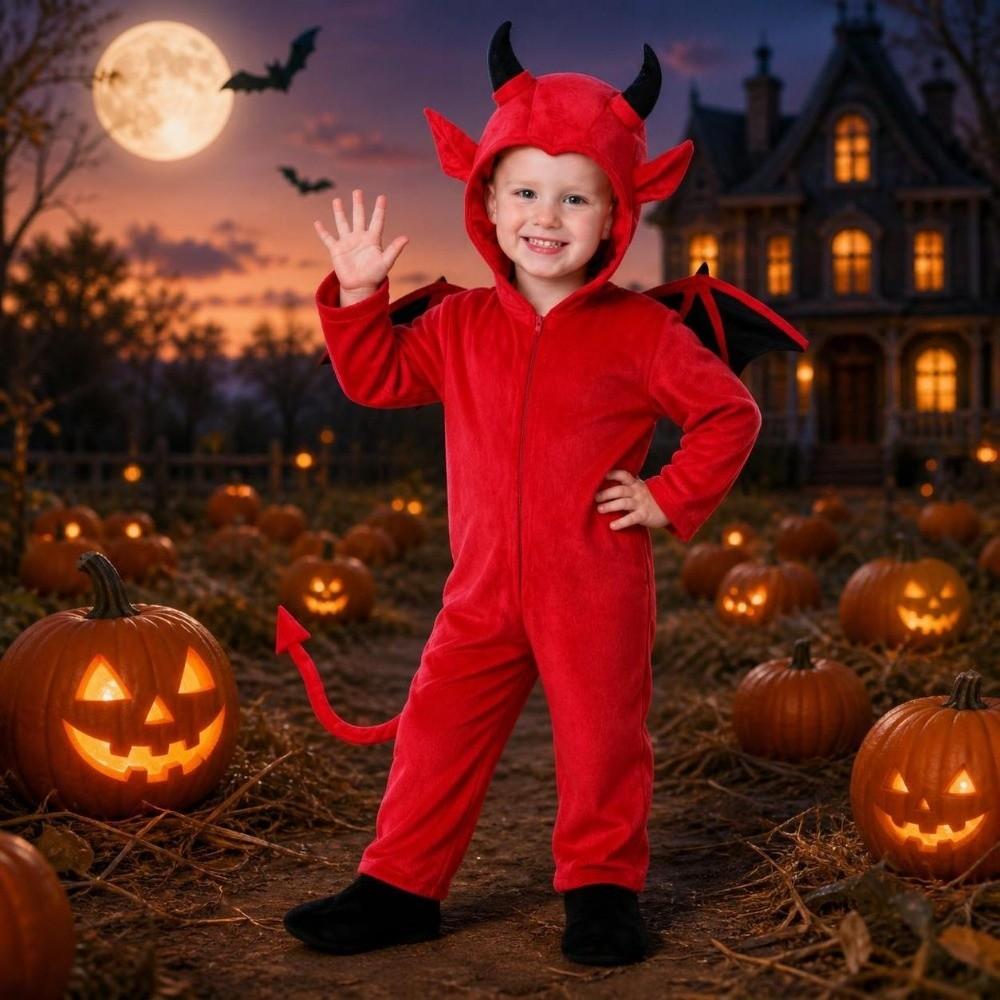 Bat Wings Halloween Bat Bodysuit Devil Horn Kids Cosplay Costume Performance Property