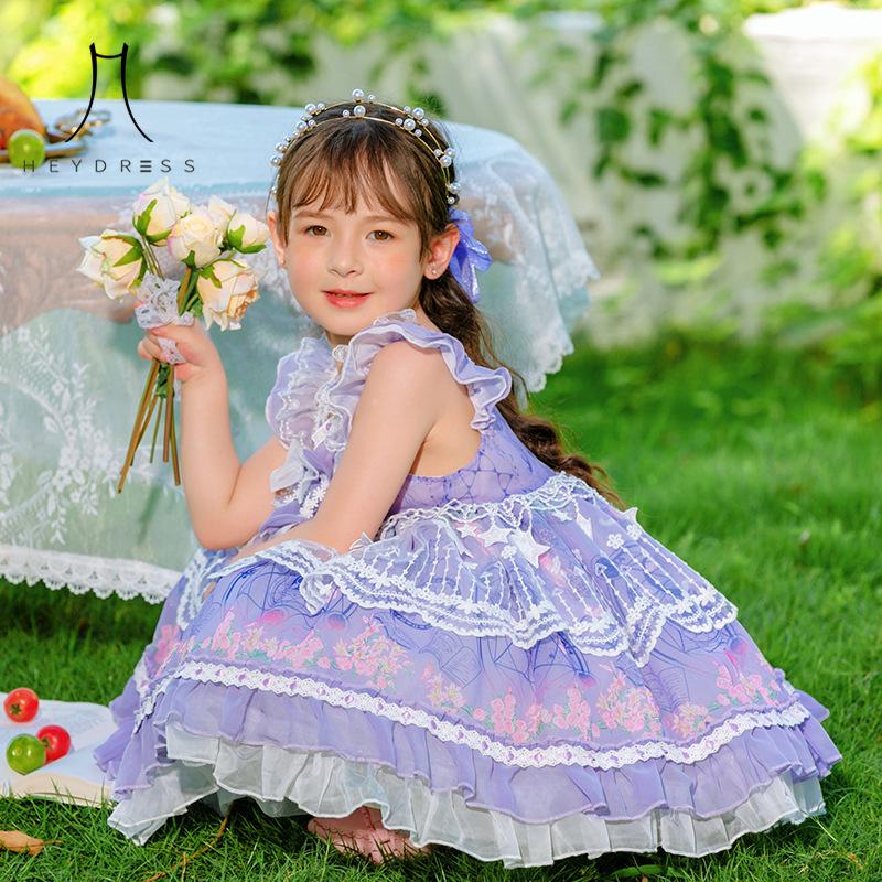 Summer New Children Wear Girls Lace Chiffon Pouce Dress Children Lolita Party Dress