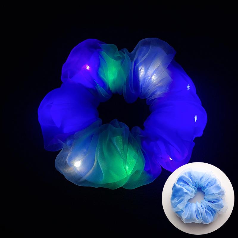 LED Işıklı Parlak Saten Noel Saç Tokası - Amerikan ve Avrupa Stilleri için Kalın Bağırsak Scrunchie Saç Aksesuarı