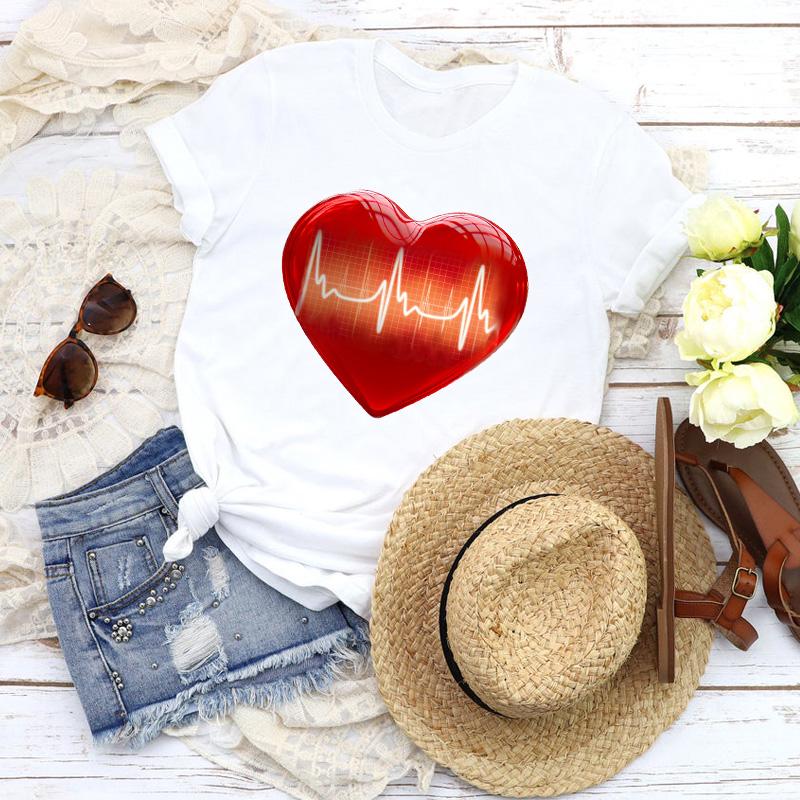 Fashion Women T-Shirts Graphic Baseball Basketball Heartbeat Tops Femme Tshirt Harajuku Summer O-Neck Casual Tee Ladies Clothing