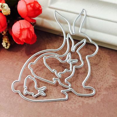 Troqueles de corte de Metal de familia de conejos, plantilla para álbum de recortes de bricolaje, sello, tarjeta de papel, adornos para manualidades