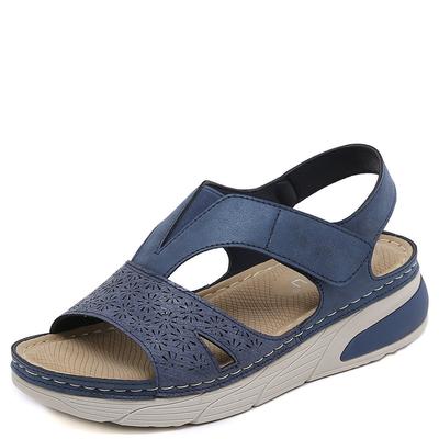 Sandálias de cunha de marca de moda femininas lazer gancho loop linha de costura macia portátil elegante esporte simples ajustável leve confortável