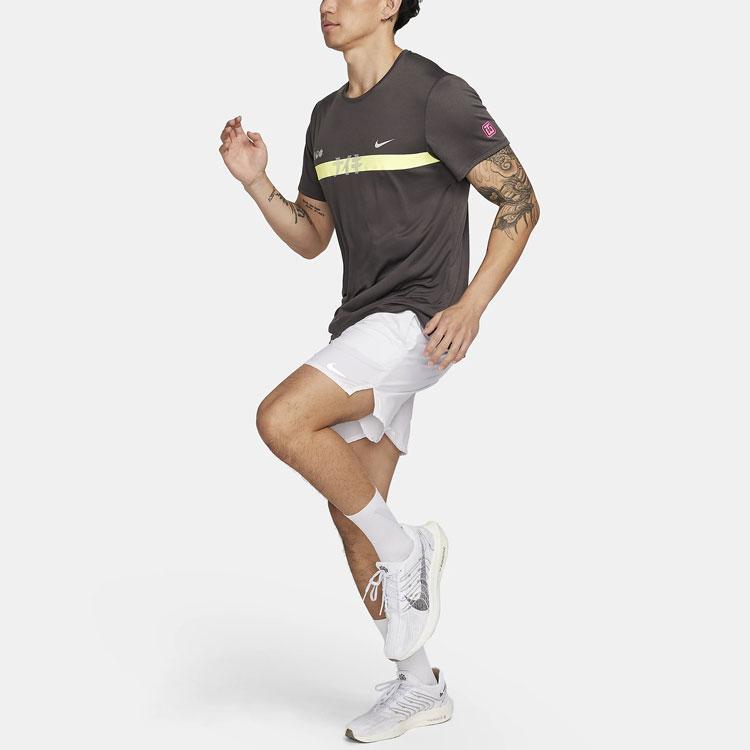 New Nike Dri Fit Miler T Shirt Men's Medium Gray FQ8019-254