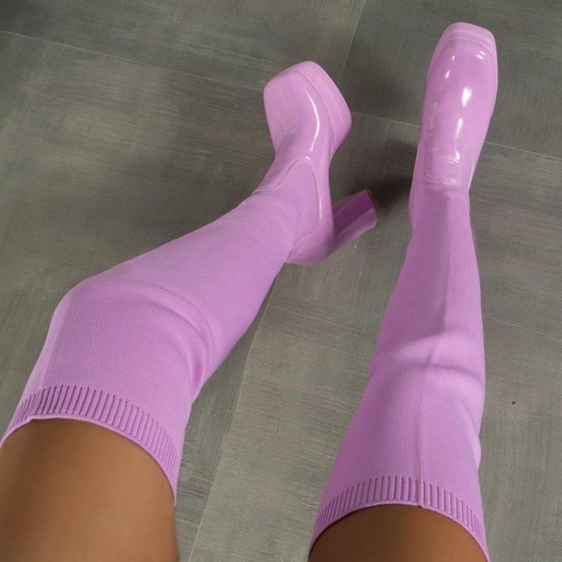 Winter Elastic Slim Over The Knee Boots Women Sexy Platform High Heel Shoes Thigh High Long Booties Zapatos De Mujer
