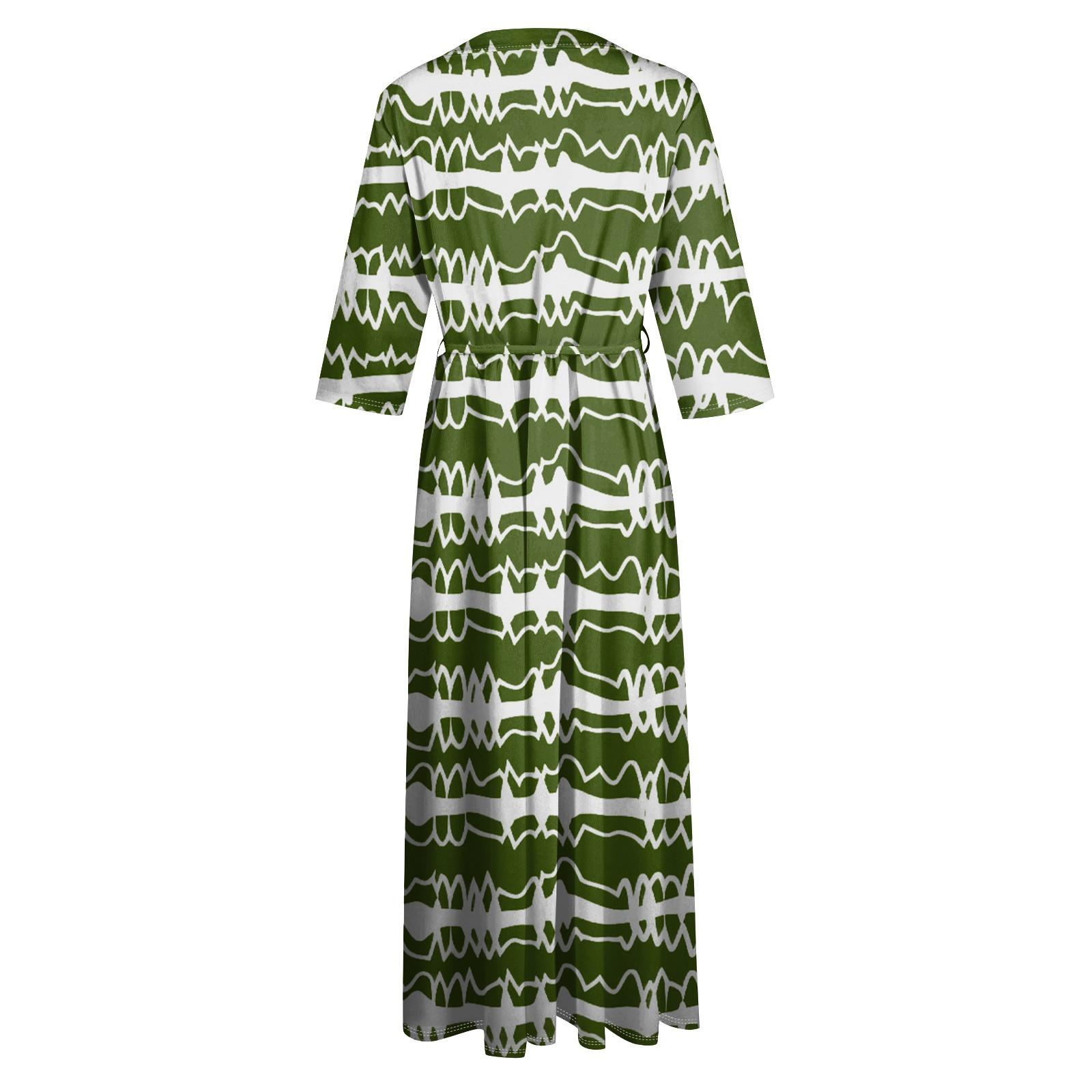 Женское модное платье с откидным воротником и рукавами 3/4 с принтом S розовый — фото 4