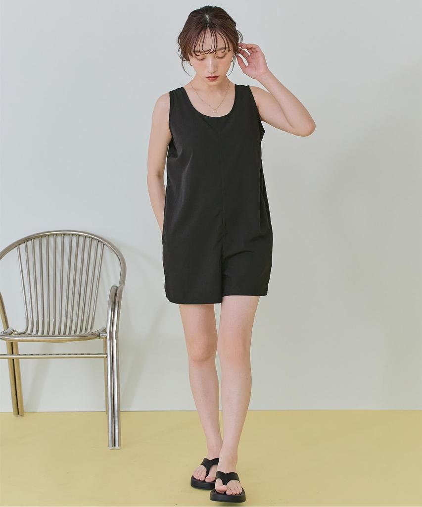 Seedless DAXM0429 Women's Simple Tank Top All-in-One Swimsuit, Size M, Black