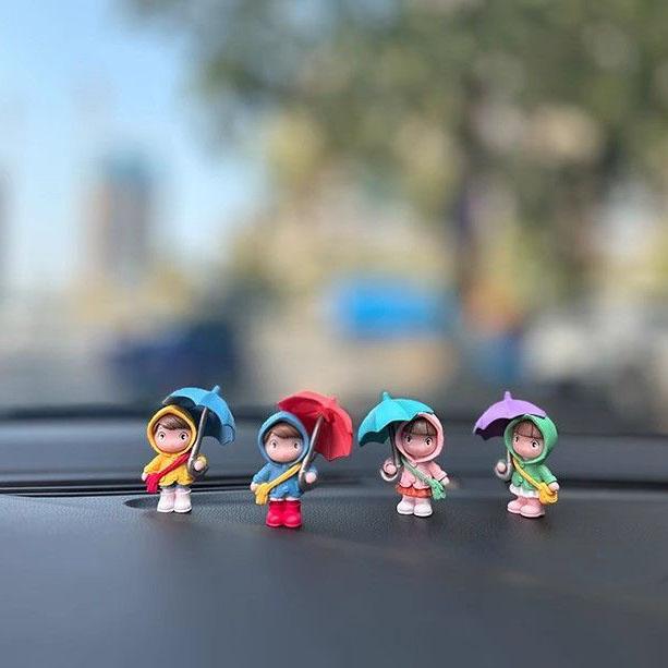 

Милая мультяшная девочка с зонтиком, украшение для автомобиля, декор салона автомобиля, украшение кромки окна центральной консоли, принадлежности Umbrella Girl 4pcs