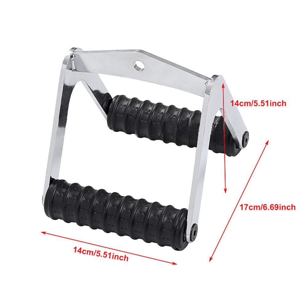 4 Pcs Nylon Triceps Rope and Chrome Rowing Parallel Grip with Carabiner Set Rowing High Pull Down Back Training Accessories