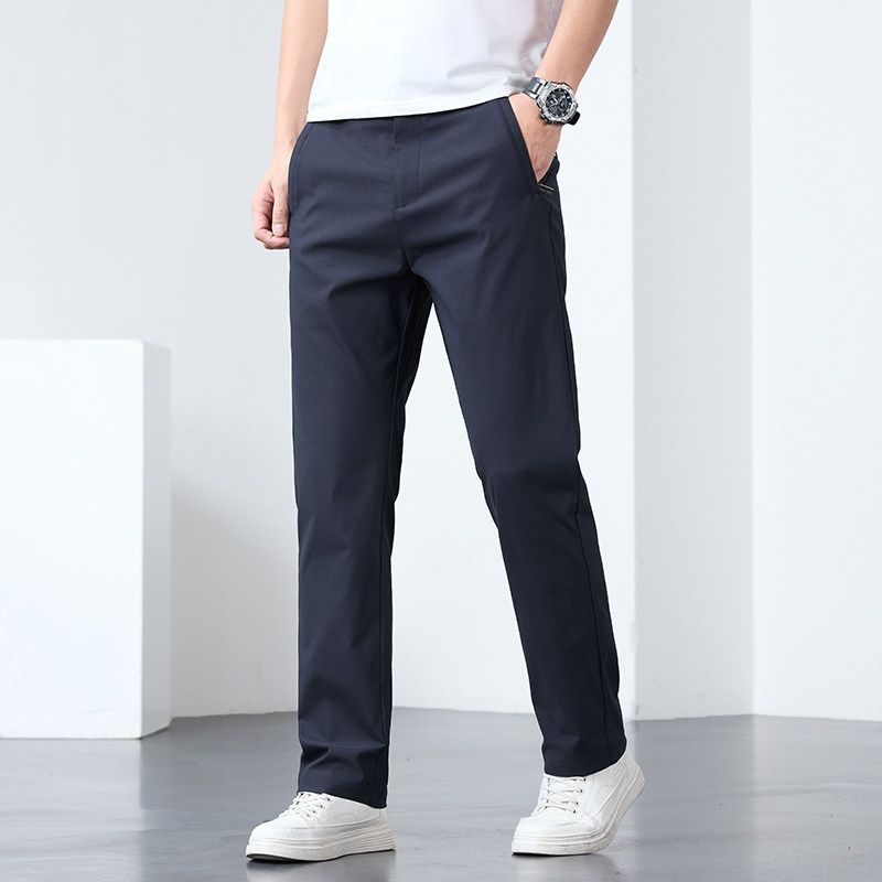 Zip-up Pockets! Light Luxury Business! Foreign Trade Cut the Tag off Casual Pants Men's Long Pants Straight Stretch Summer Thin