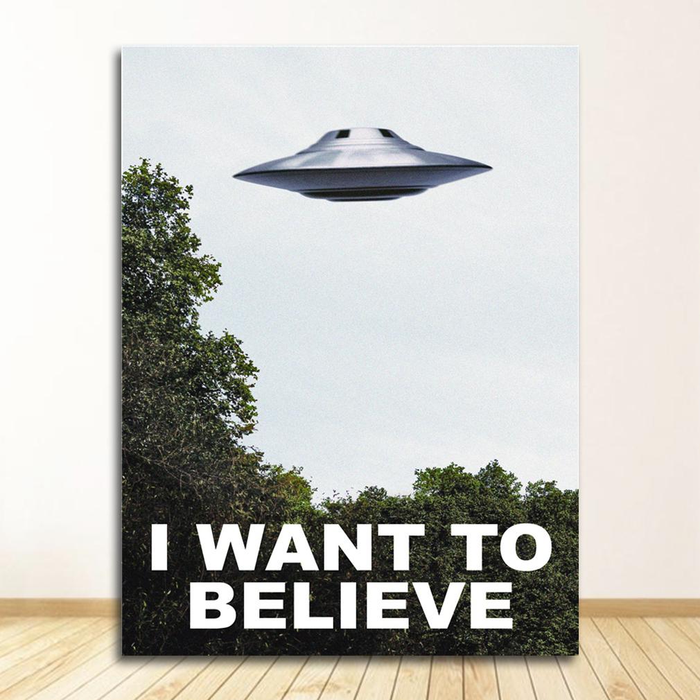 Quadri per Decorazione Soggiorno Senza Cornice I Want To Believe X File TV Gioco Stampe su Tela Poster Pittura Arte da Parete