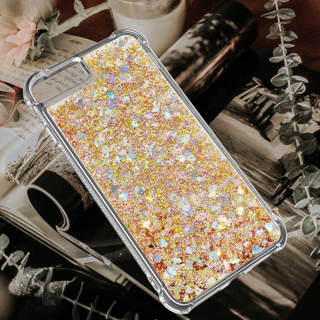 Kompatybilne z etui na iPhone SE 2020, Błyszczące brokatowe przezroczyste etui Pływający piasek kwarcowy Odporne na wstrząsy Ochronne Błyszczące Silikonowe Miękkie etui TPU dla iPhone 6/7