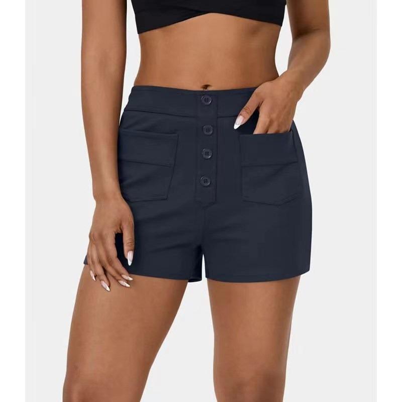 

Новые летние однотонные повседневные свободные шорты, женские эластичные пуговицы с карманами, шорты больших размеров для женщин, модные тонкие женские шорты с высокой талией 24399 2XL тёмно-синий