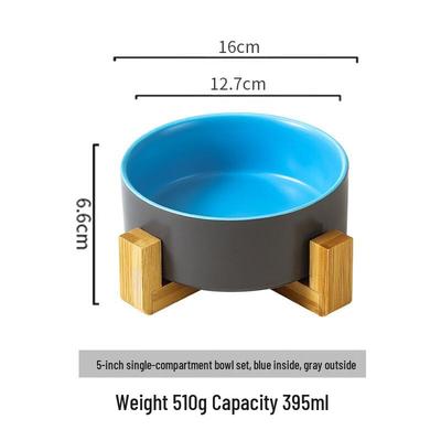 Ruhan Ceramic Pet Bowl with Wood Stand