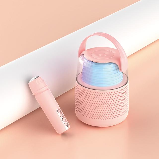 Barevná světla Domácí reproduktor Mini Karaoke Machine Dětský Přenosný Bluetooth reproduktor s bezdrátovým mikrofonem Rodinný reproduktor