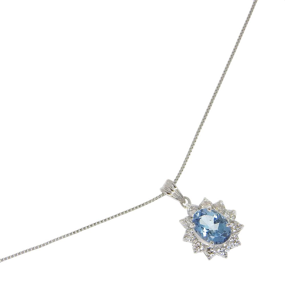 

Necklace PtPlatinum/Blue Topaz/diamond 3.3g Women Used