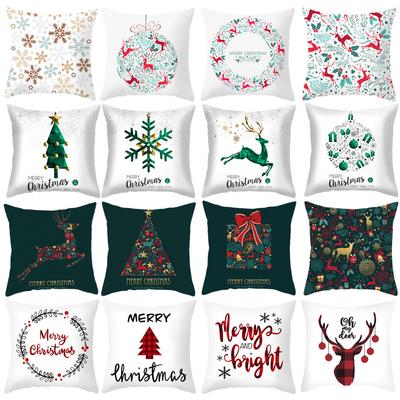 New Christmas Printed Linen Pillow Cover Sofa Cushion Cover Home Furnishings