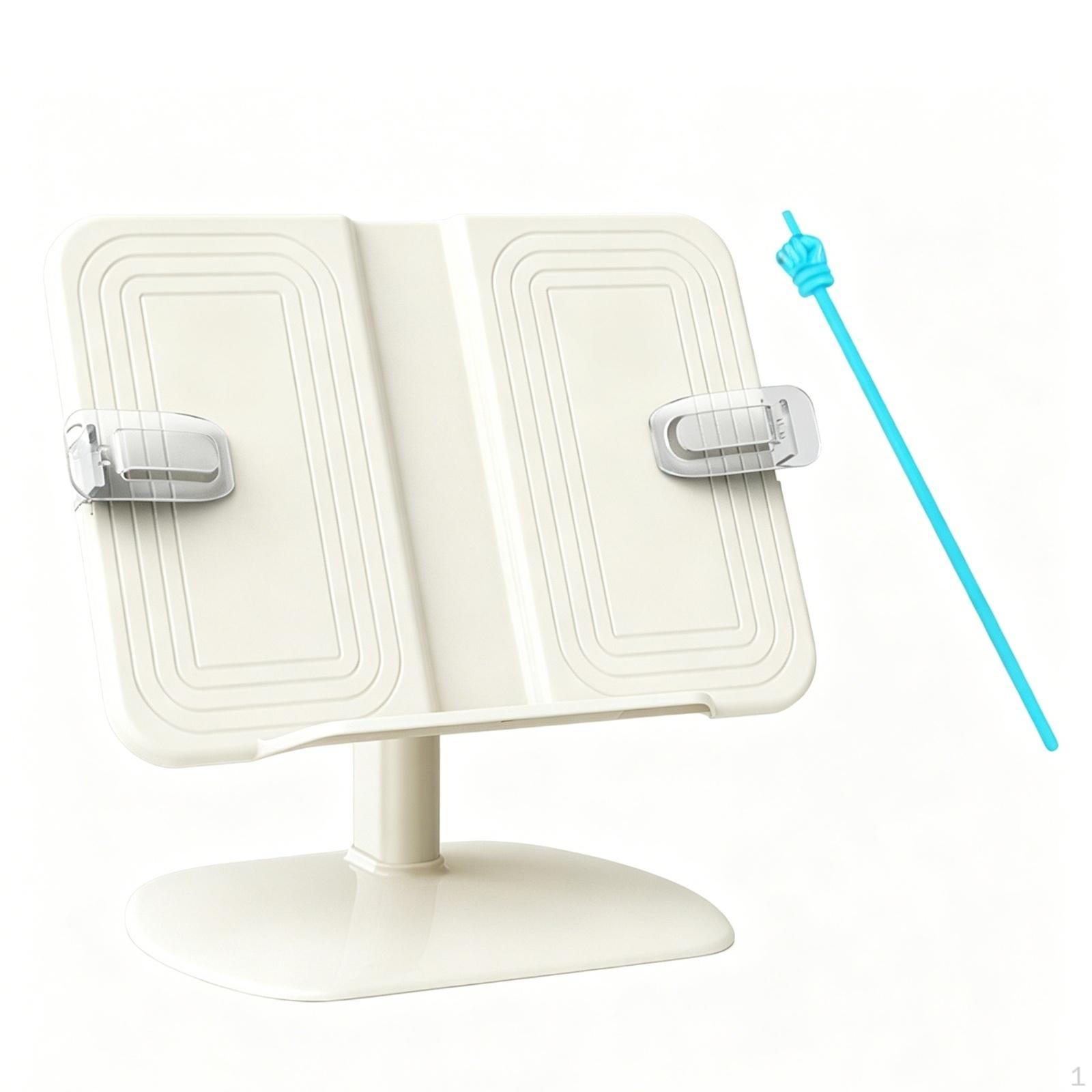 Adjustable Book Stand Hands Stand, with Page Clips Clear Desktop for Kids, Students, Desk,