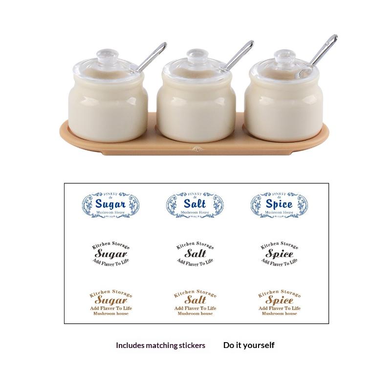 

3Pcs Mini Food And Condiment Jars 1/6 Scale Miniature Dollhouse Kitchen Spice Container Model With Spoon And Stickers Girl Gift