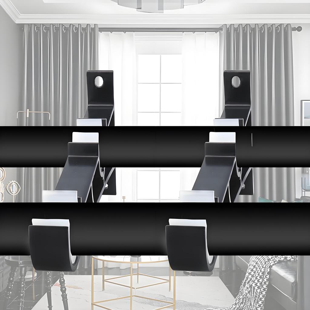 Heavy-Duty Double Curtain Rod Brackets, 2-Pack Aluminum Alloy Wall Mount Holders for Layered Drapes - Easy Installation