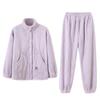 Pajamas Women'S Winter Fleece Thickened Coral Fleece Winter Flannel Large Size Loungewear Warm Set