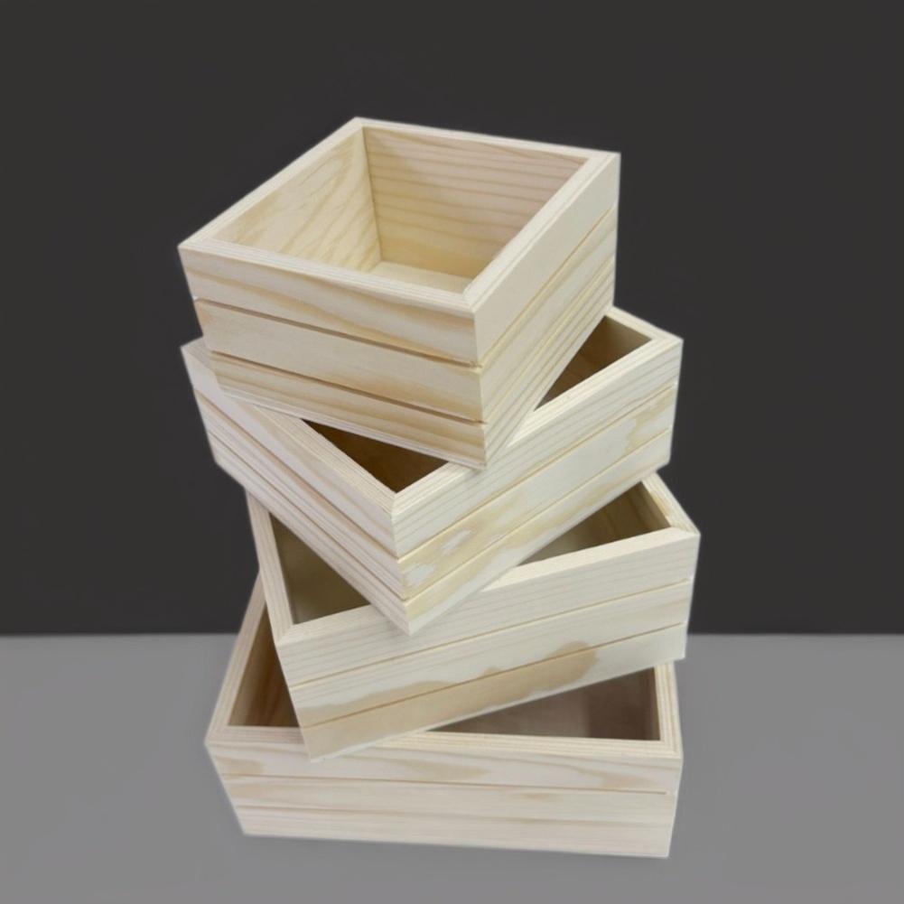 Modern Wooden Tray Set Storage Box Square Container For Succulents Crafts And Home Organization Versatile Storage