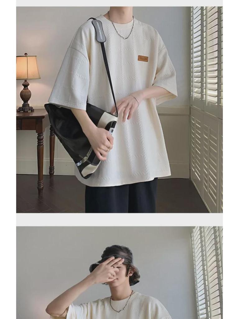 Kayısı Dokulu Bükümlü Erkek Kısa Kollu Tişört - Niş Tasarım, High Street Moda