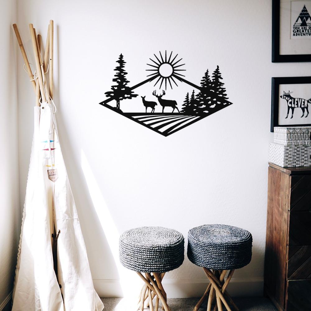 Metallschild „Morning Rise Deer Hunting“ für die Wand, perfekt als Dekoration für Zuhause oder die Hütte, rustikales und stilvolles Metallschild mit einem Jagdmotiv