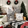 1pc Grey Christmas Cushion Cover Snowman Pine Printed Durable Cover 2025 New for Home Ornament Xmas New Year Christmas Decor