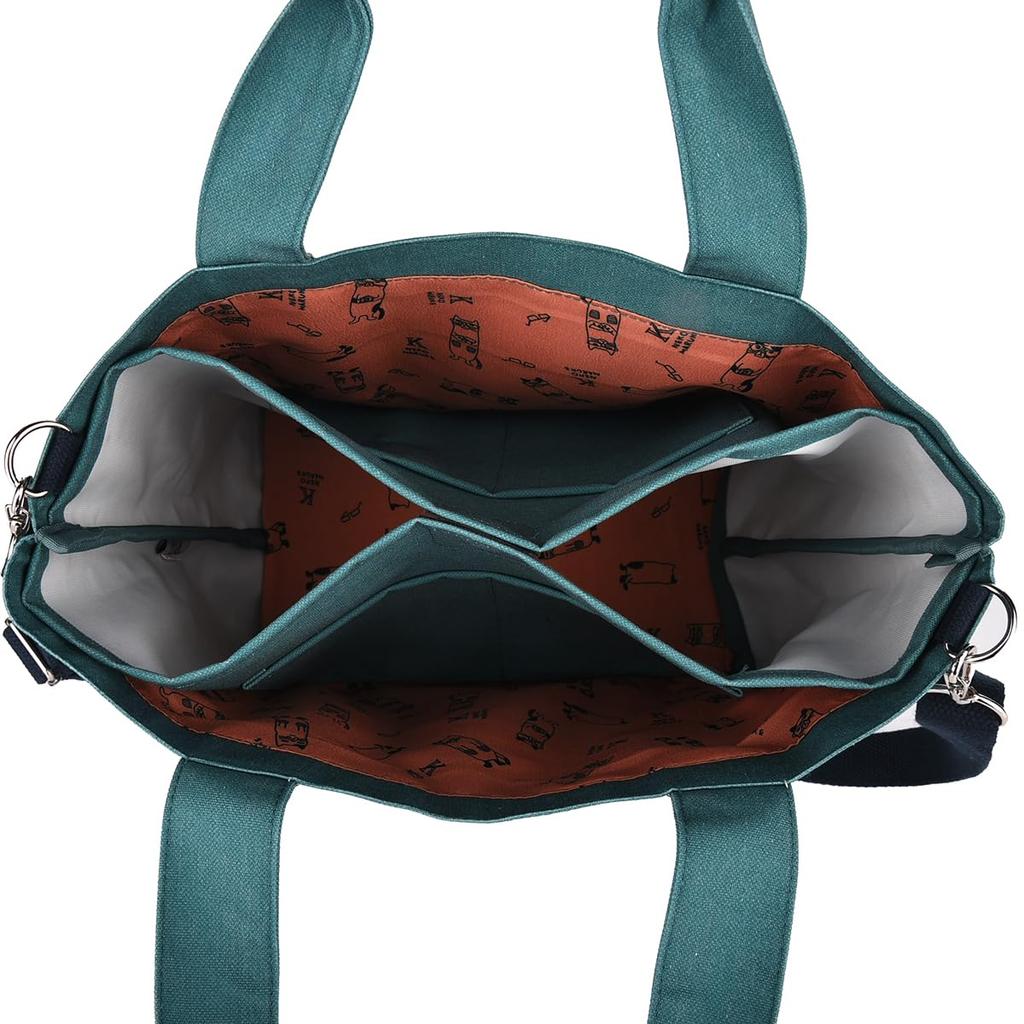 Kusguru Japan Nekomaruke 2-Way Separate Tote Bag for Women, 258510, Blue-Green