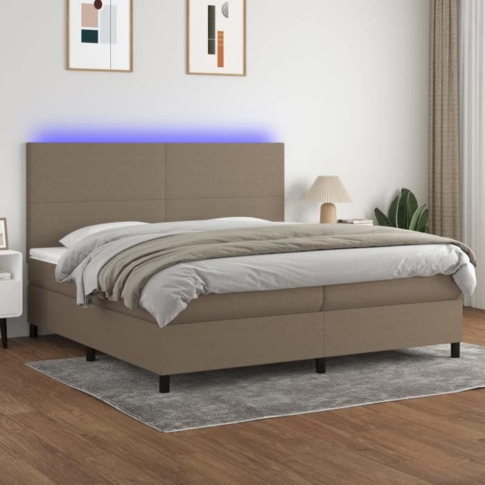 Maison Exclusive - Sommier à lattes de lit et matelas et LED Taupe 200x200cm Tissu