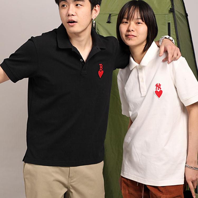 New MLB Polo Shirt Unisex Cream White 3APQH0133-50IVS