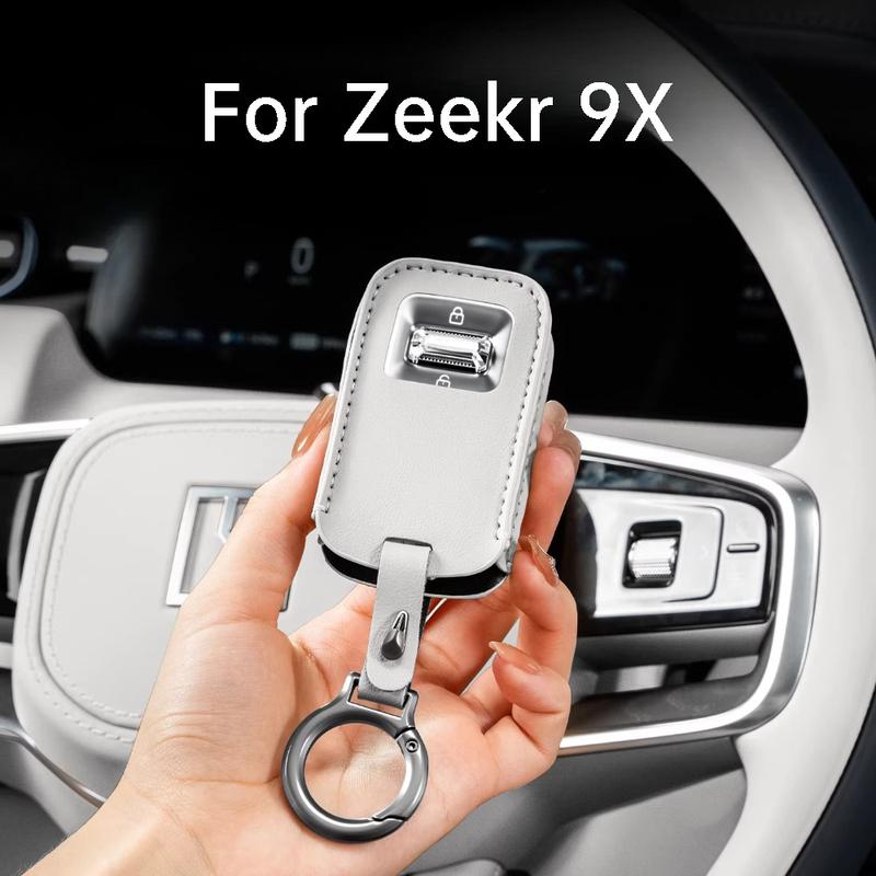 Leather Car Key Case Cover For Zeekr 9X Key Fob Cover Protective Shell Key Buckle Interior Decoration Accessories