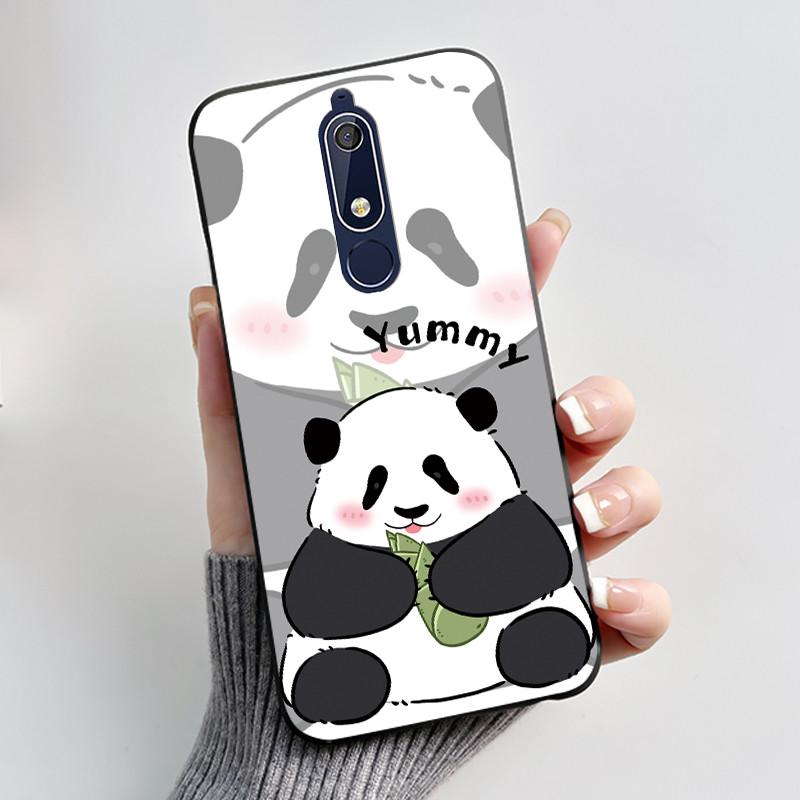 Custodia carina per Nokia 5.1/Nokia 5.1 Plus/Nokia X5/Nokia 5 Cover Shell Stampata Cover Protettiva Silicone Morbido Cartone Animato Nera
