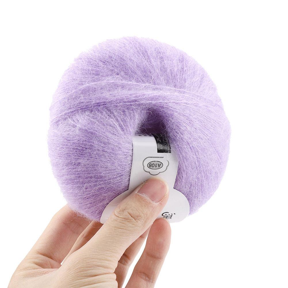 Weiches Mohair-Strickwollgarn, DIY-Schal, Häkelgarn, Zubehör (lila)